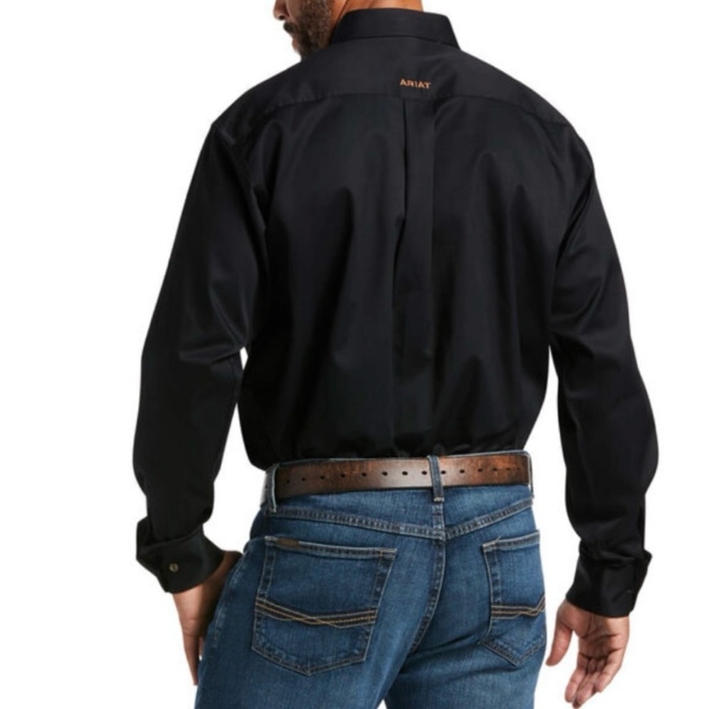 Ariat Men's Solid Twill Classic Fit Shirt Black Button Front Long Sleeve sz XXL - Picture 2 of 13